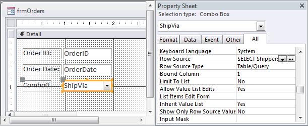 Thuộc tính Row Source | Cách tạo Combo Box trong Access